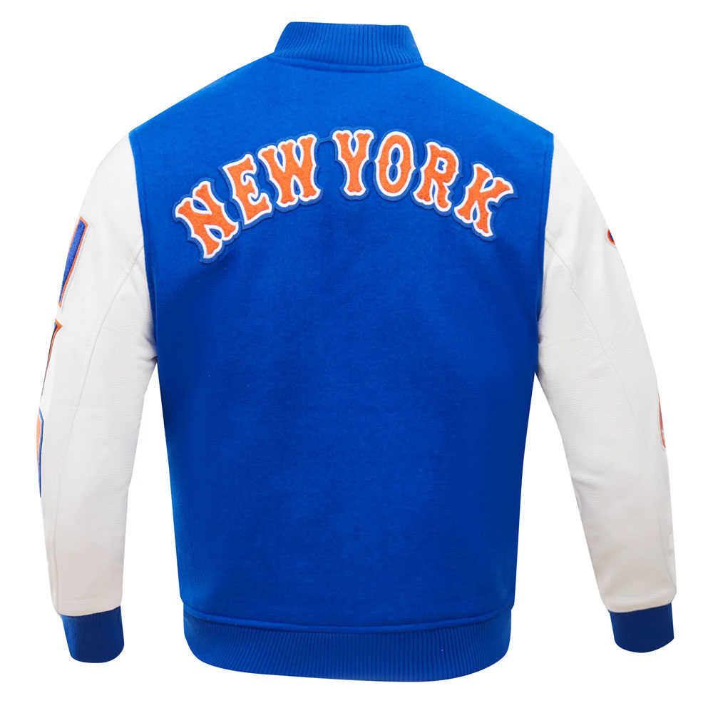 New York Mets Letterman Blue and White Jacket - Image 4
