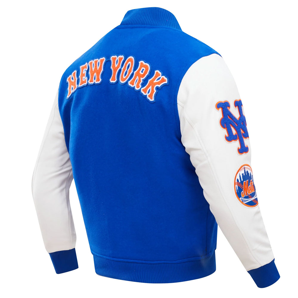 New York Mets Letterman Blue and White Jacket - Image 6