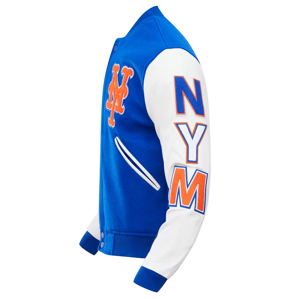 New York Mets Letterman Blue and White Jacket - Image 7