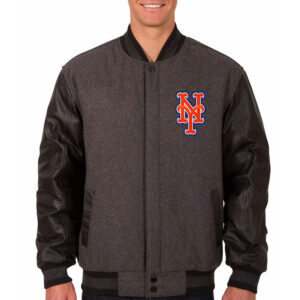 New York Mets Charcoal/Black Varsity Jacket