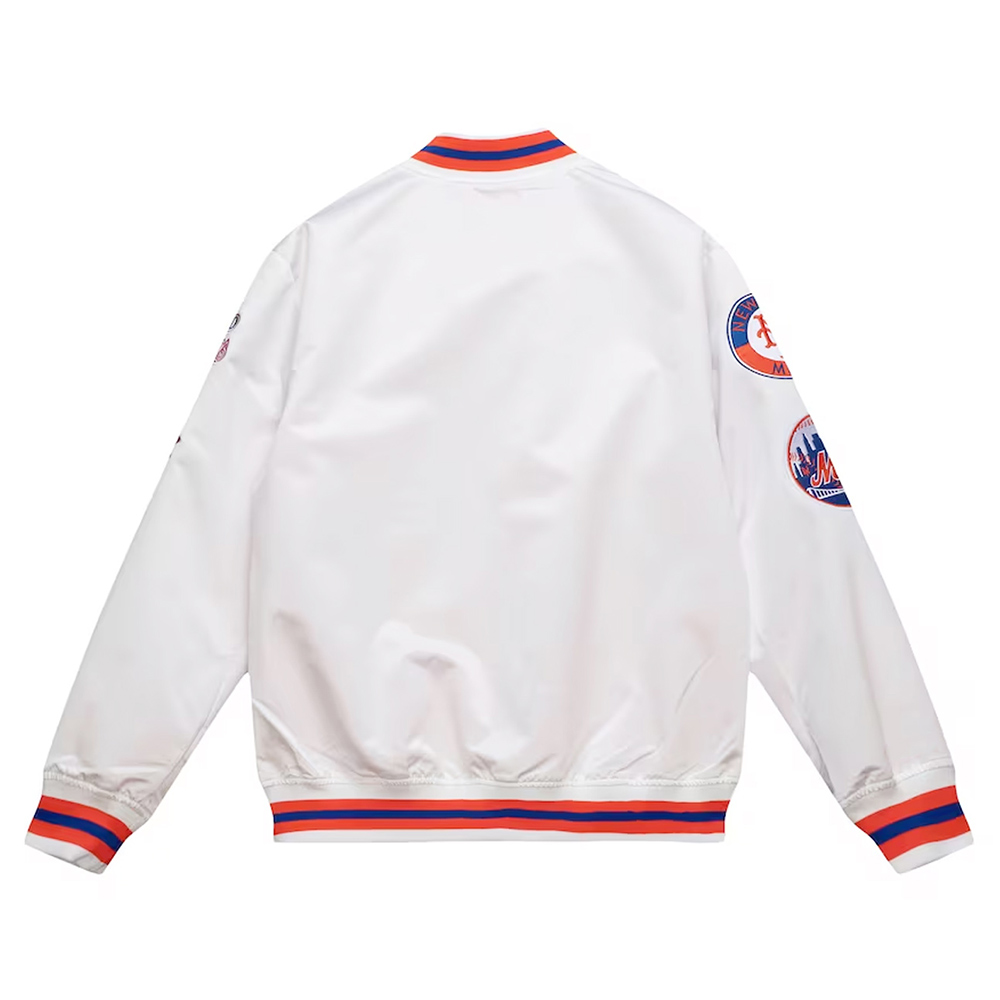New York Mets City Collection Varsity White Satin Full-Snap Jacket - Image 2