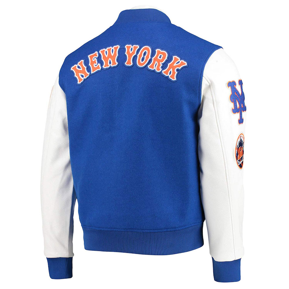 New York Mets Letterman Blue and White Jacket - Image 2