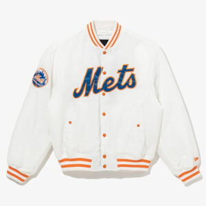Cooperstown New York Mets Chrome White Jacket