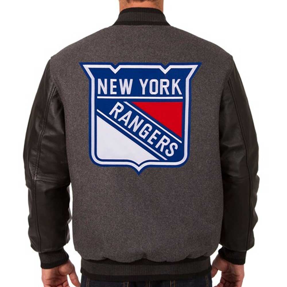 Charcoal/Black NY Rangers Two Hit Varsity Jacket - Image 4