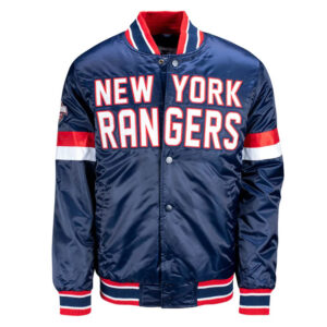 NY Rangers Home Game Blue Satin Jacket