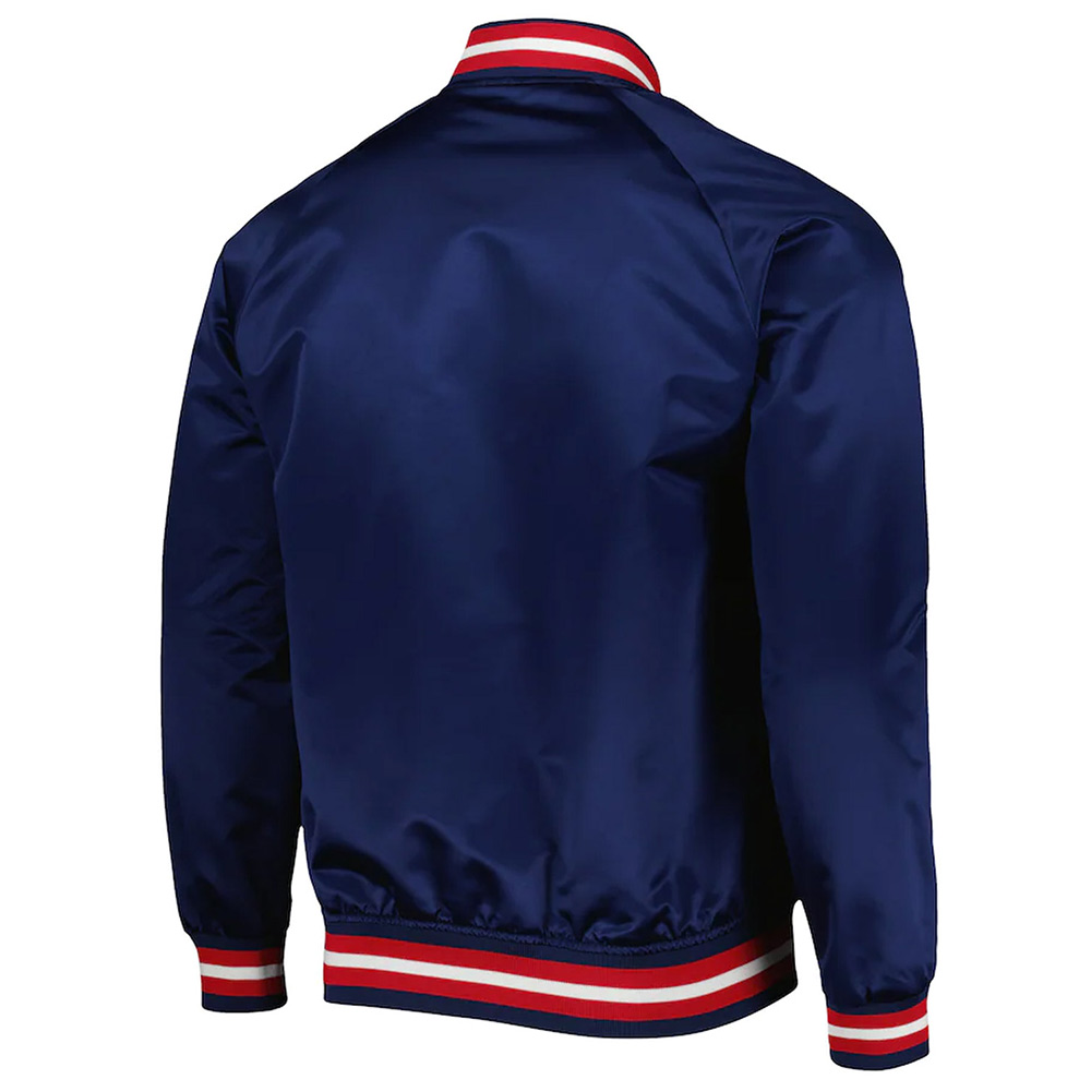 NY Rangers Bomber Navy Blue Satin Jacket - Image 2