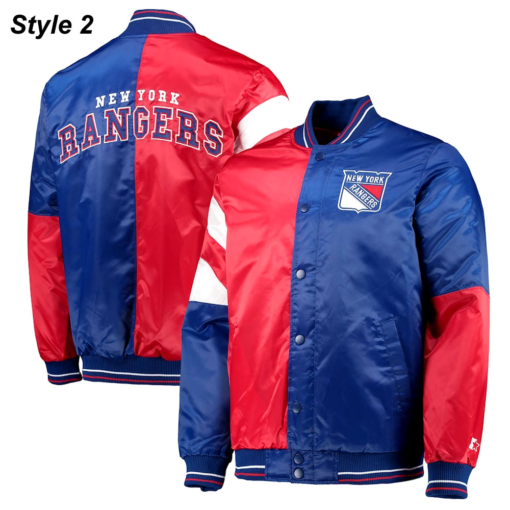 NY Rangers Legends Red and Blue Satin Jacket - Image 5