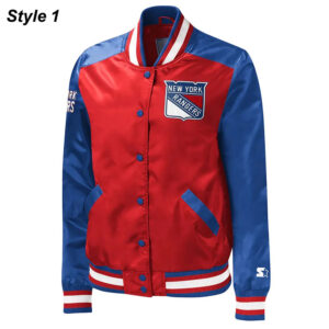 NY Rangers Legends Red and Blue Satin Jacket