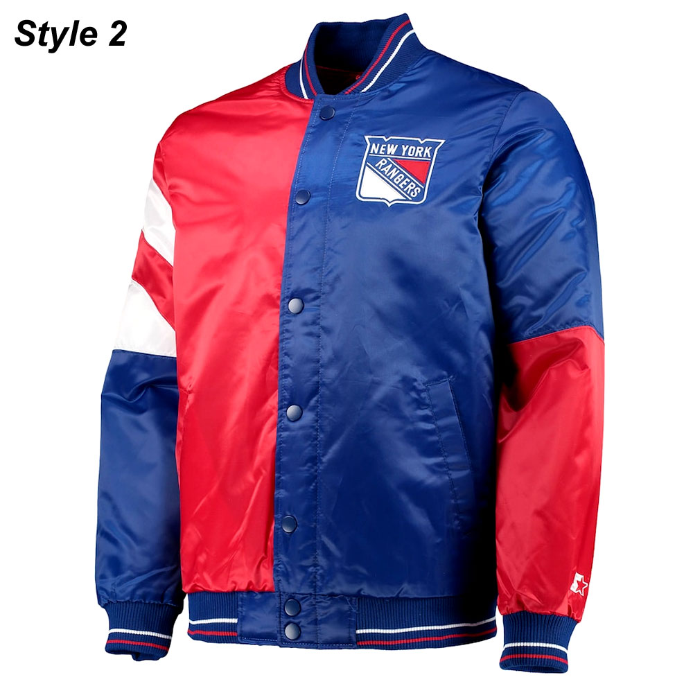 NY Rangers Legends Red and Blue Satin Jacket - Image 2