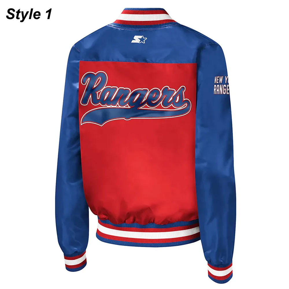 NY Rangers Legends Red and Blue Satin Jacket - Image 3
