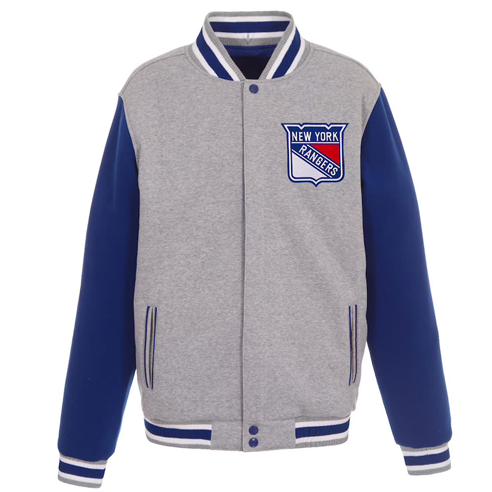 NY Rangers Gray/Royal Varsity Wool Jacket