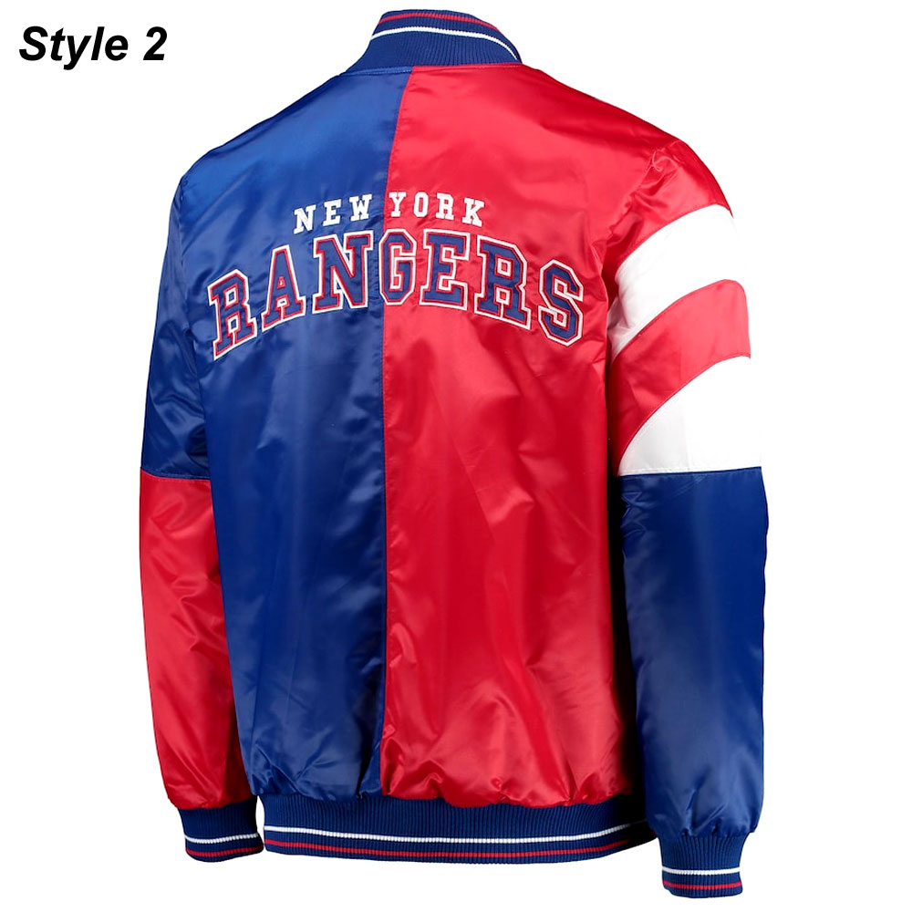 NY Rangers Legends Red and Blue Satin Jacket - Image 4