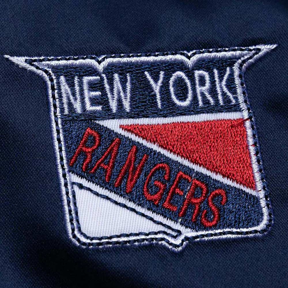 NY Rangers Bomber Navy Blue Satin Jacket - Image 4
