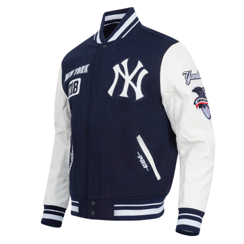 NY Yankees Area Code Classic Rib Varsity Jacket - Image 3