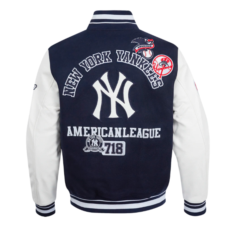 NY Yankees Area Code Classic Rib Varsity Jacket - Image 2