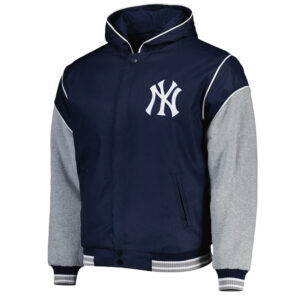 NY Yankees Navy and Gray Hoodie Jacket