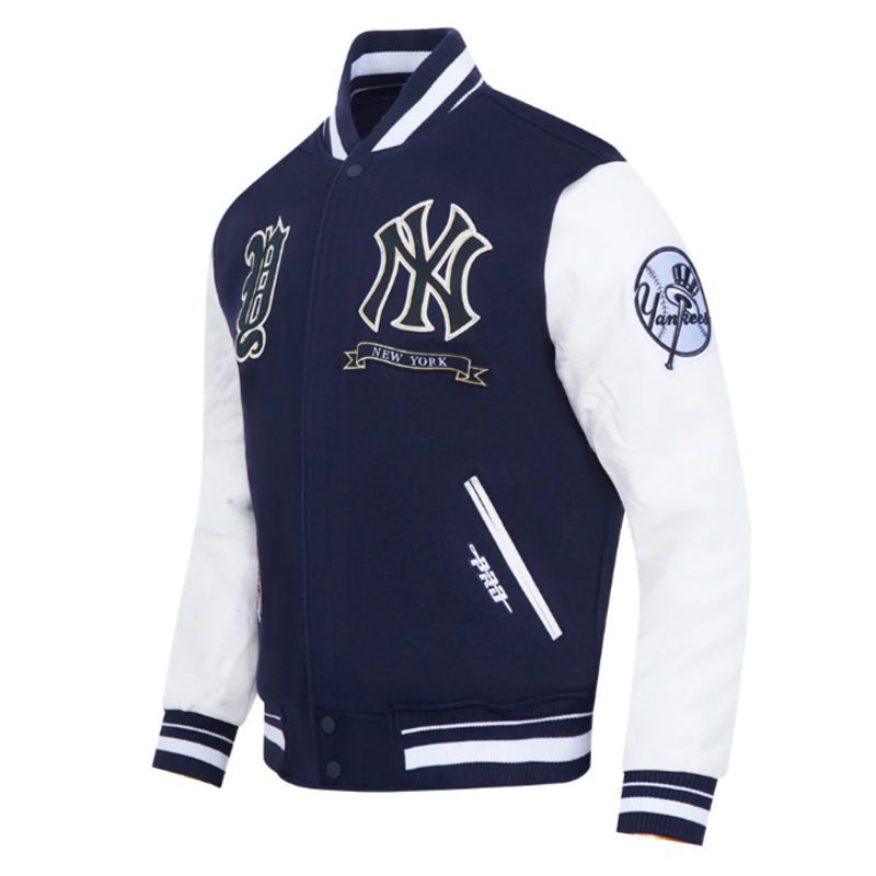 NY Yankees Prep Varsity Wool/Leather Jacket - Image 3