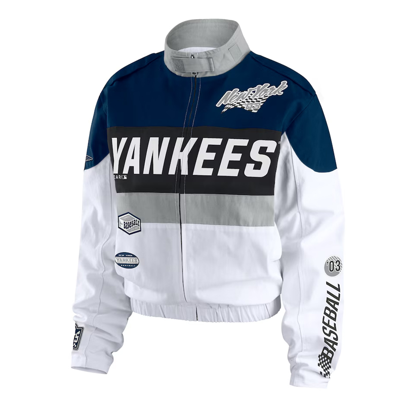 NY Yankees Racing Navy/White Full-Zip Jacket