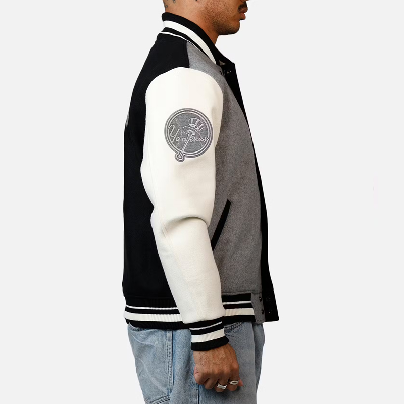 NY Yankees Reverse French Terry Varsity Wool Jacket - Image 6