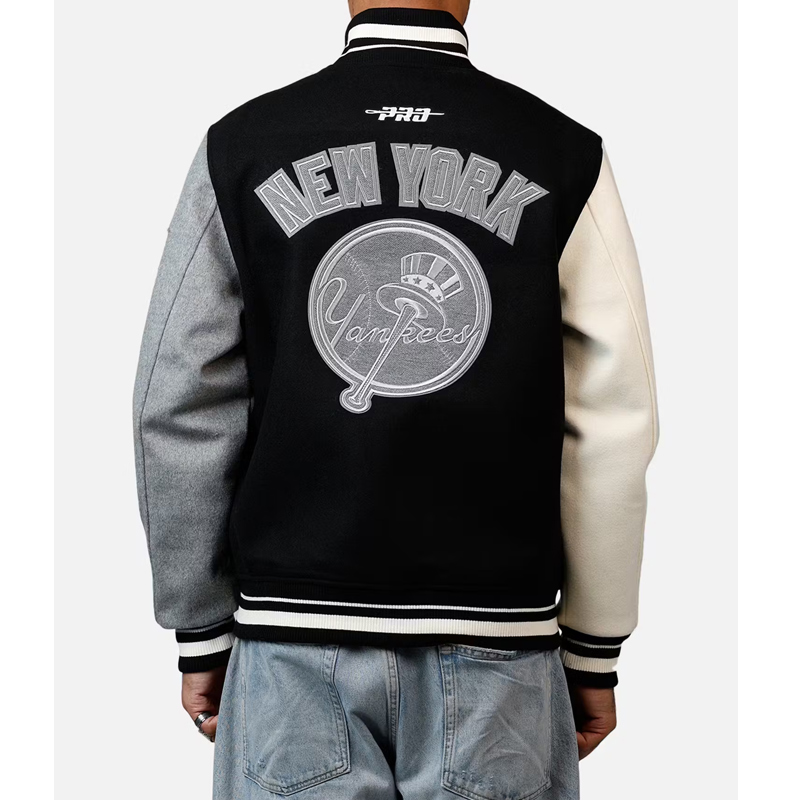 NY Yankees Reverse French Terry Varsity Wool Jacket - Image 2