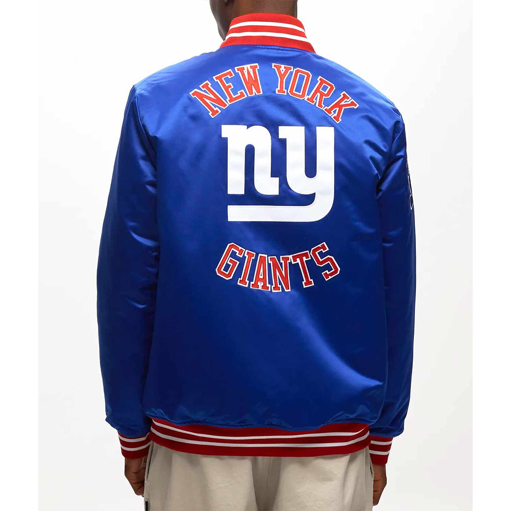 NY Giants Heavyweight Royal Satin Jacket - Image 2