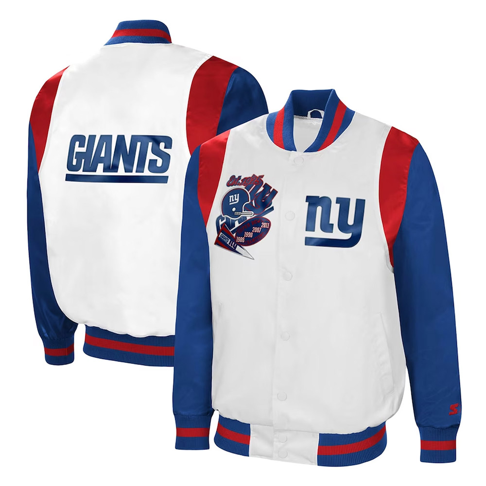 White/Royal NY Giants Retro The All-American Jacket - Image 3