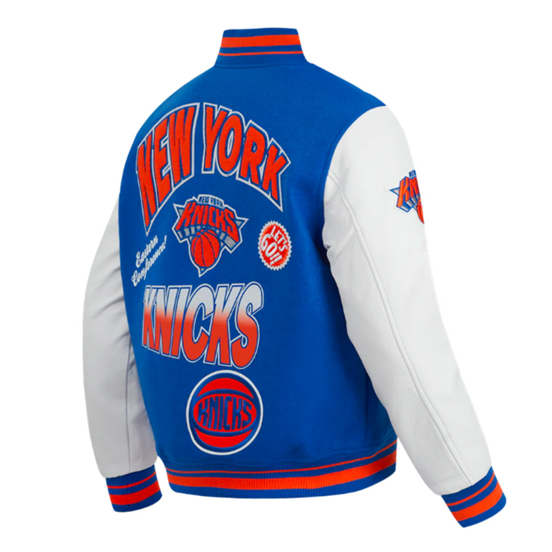NY Knicks Turn It Up Classic Rib Varsity Jacket - Image 4