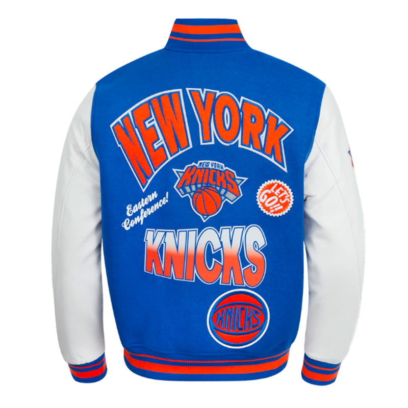 NY Knicks Turn It Up Classic Rib Varsity Jacket - Image 2