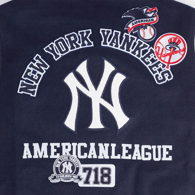 NY Yankees Area Code Classic Rib Varsity Jacket - Image 7