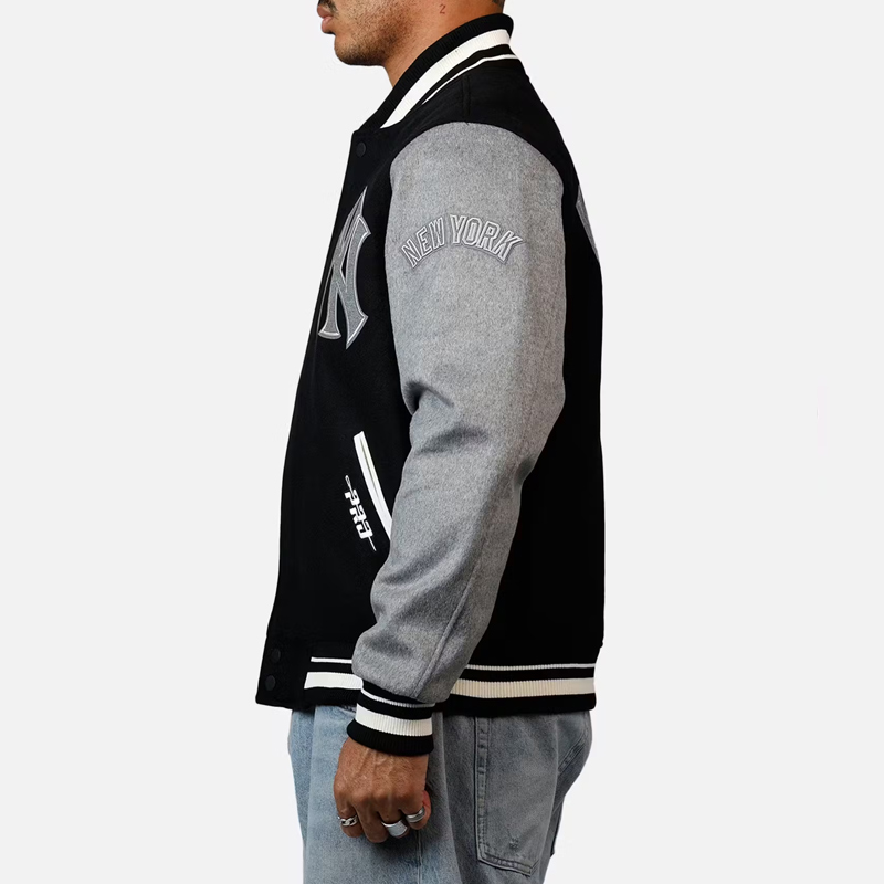 NY Yankees Reverse French Terry Varsity Wool Jacket - Image 5