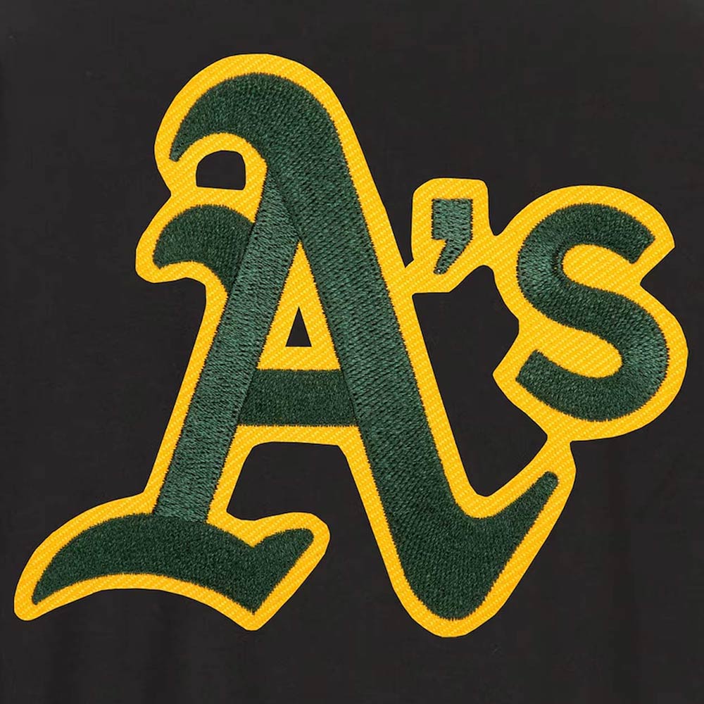Oakland Athletics Accent Black and Gray Varsity Wool Jacket - Image 3