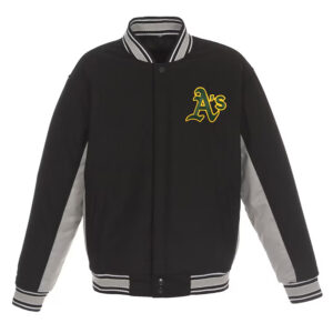 Oakland Athletics Accent Black and Gray Varsity Wool Jacket