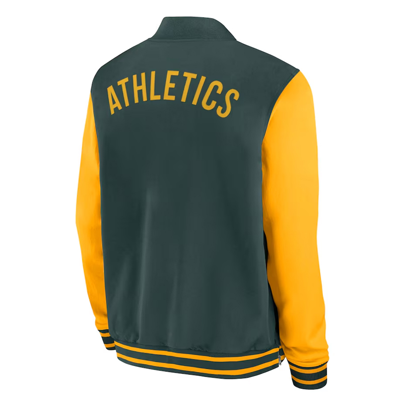 Oakland Athletics Collection Dugout Green/Gold Bomber Jacket - Image 2