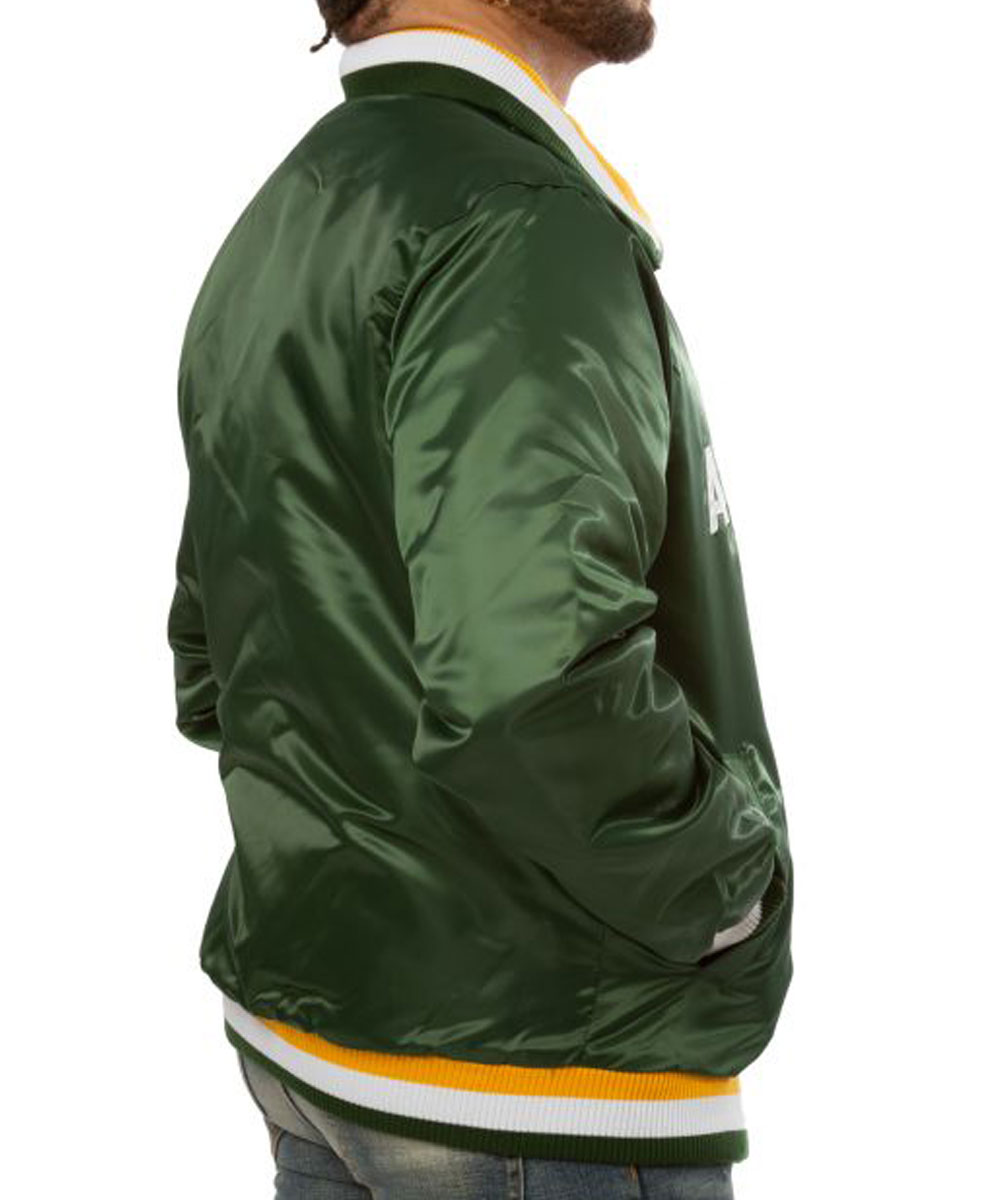 Starter Athletics Oakland Varsity Green Satin Jacket - Image 3