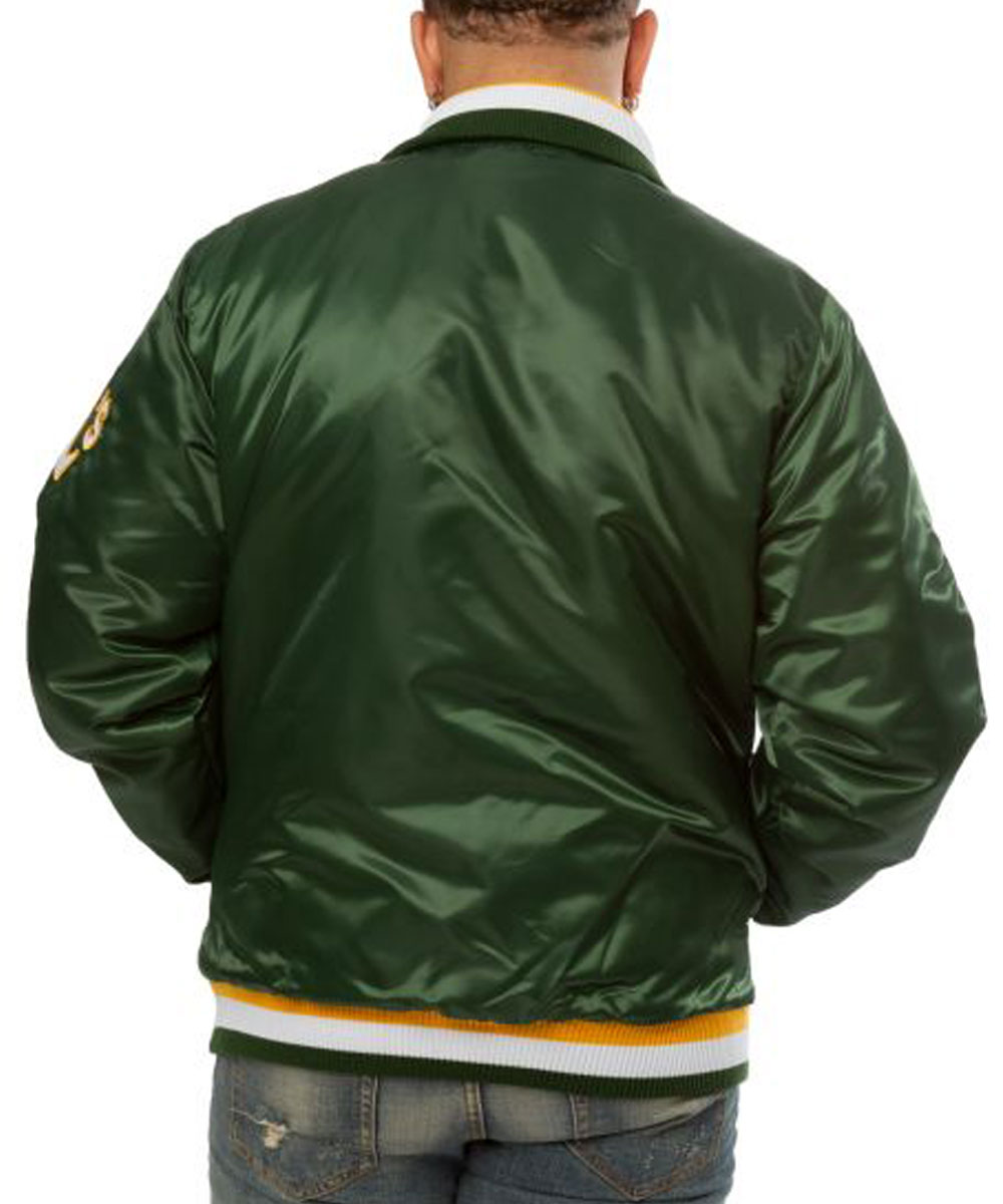 Starter Athletics Oakland Varsity Green Satin Jacket - Image 2