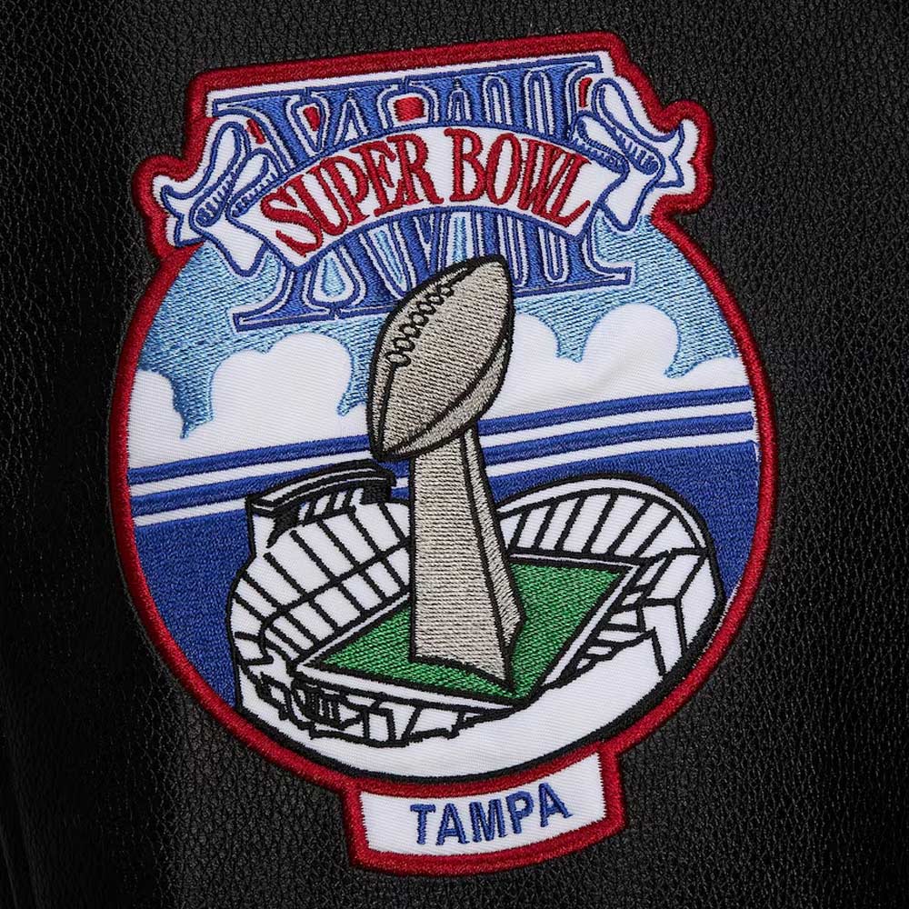 Oakland Raiders Blackout Vintage Logo Varsity Jacket - Image 3