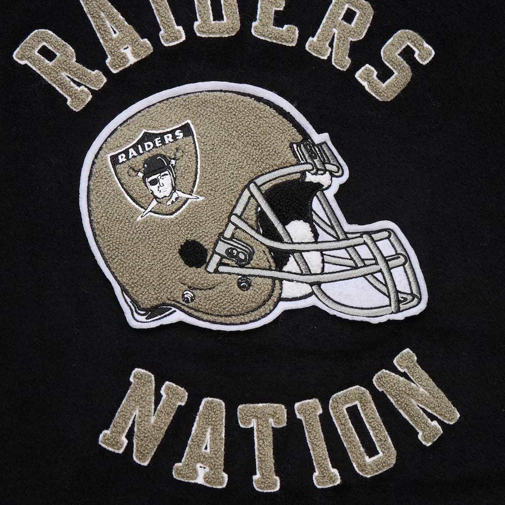 Oakland Raiders Blackout Vintage Logo Varsity Jacket - Image 4