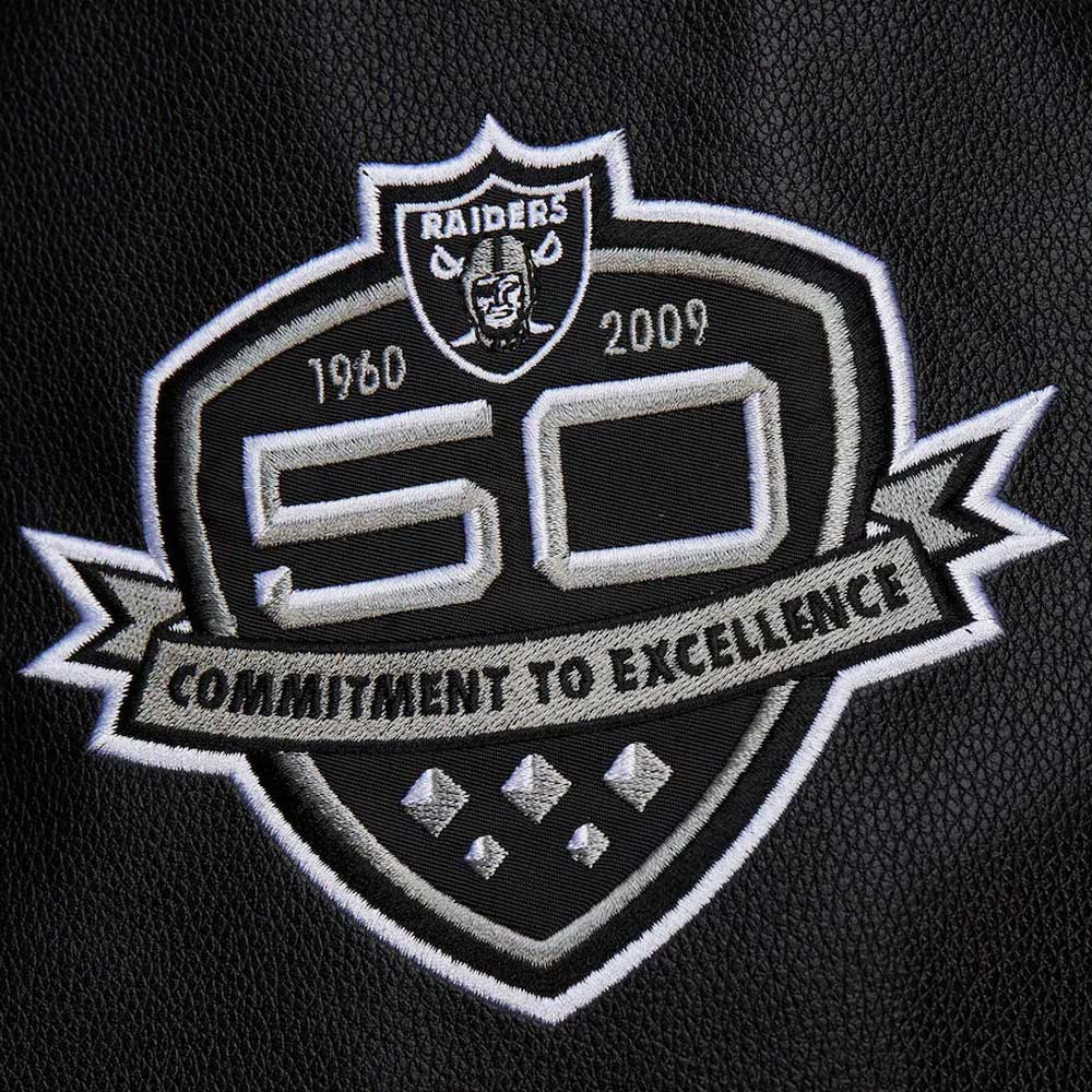 Oakland Raiders Blackout Vintage Logo Varsity Jacket - Image 5