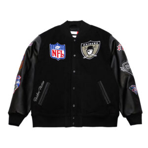 Oakland Raiders Blackout Vintage Logo Varsity Jacket