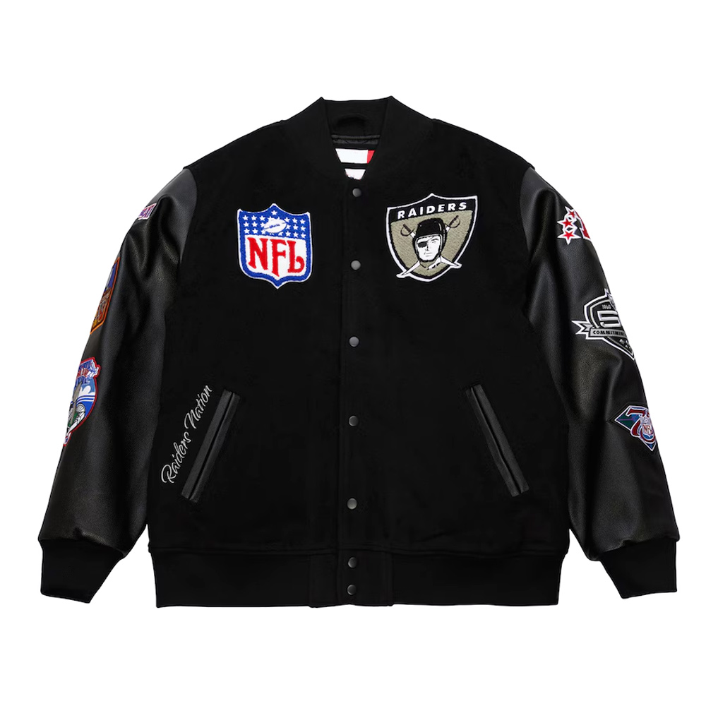 Oakland Raiders Blackout Vintage Logo Varsity Jacket
