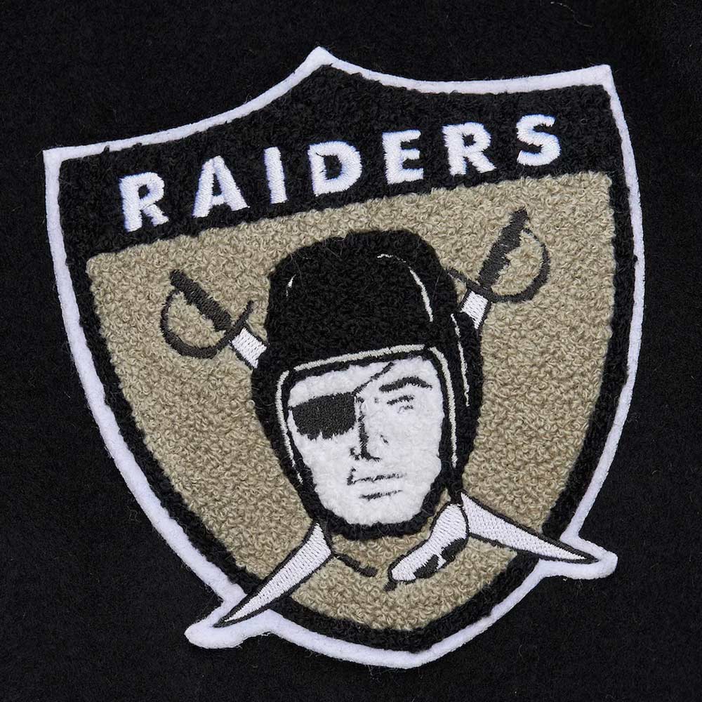 Oakland Raiders Blackout Vintage Logo Varsity Jacket - Image 7