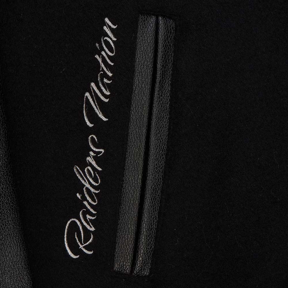 Oakland Raiders Blackout Vintage Logo Varsity Jacket - Image 8