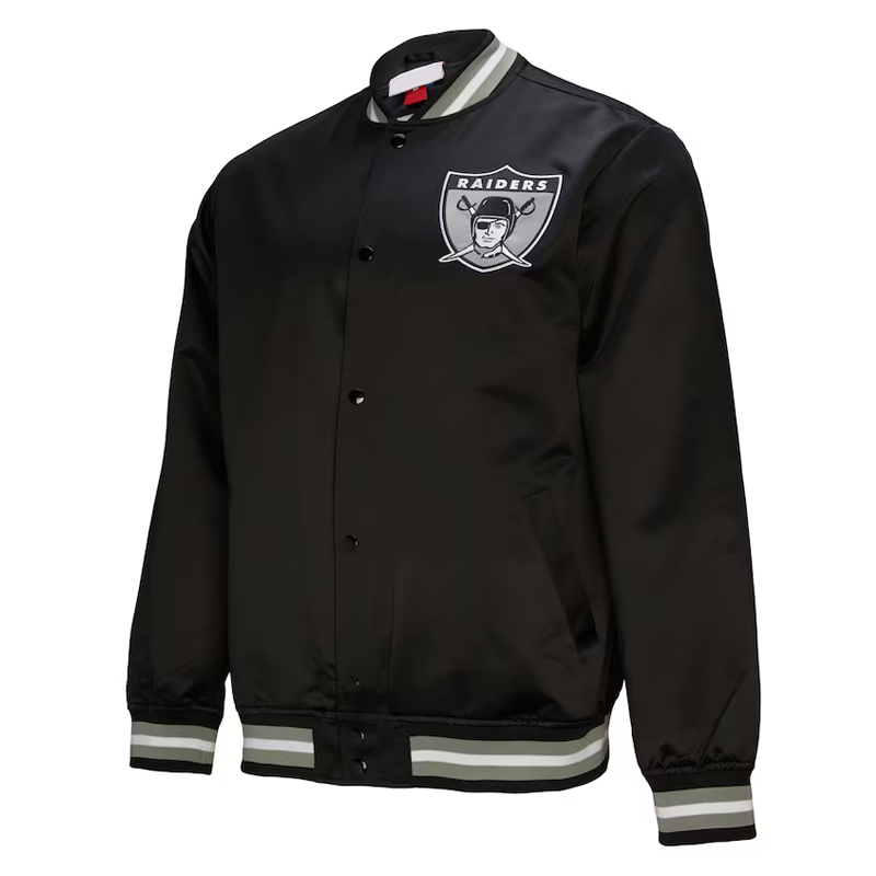Oakland Raiders Just Win Baby Black Satin Jacket
