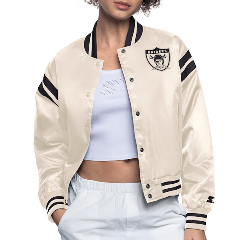 Oakland Raiders Cream Full Count Satin Jacket