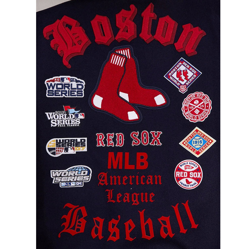 Old English Boston Red Sox Varsity Jacket - Image 6
