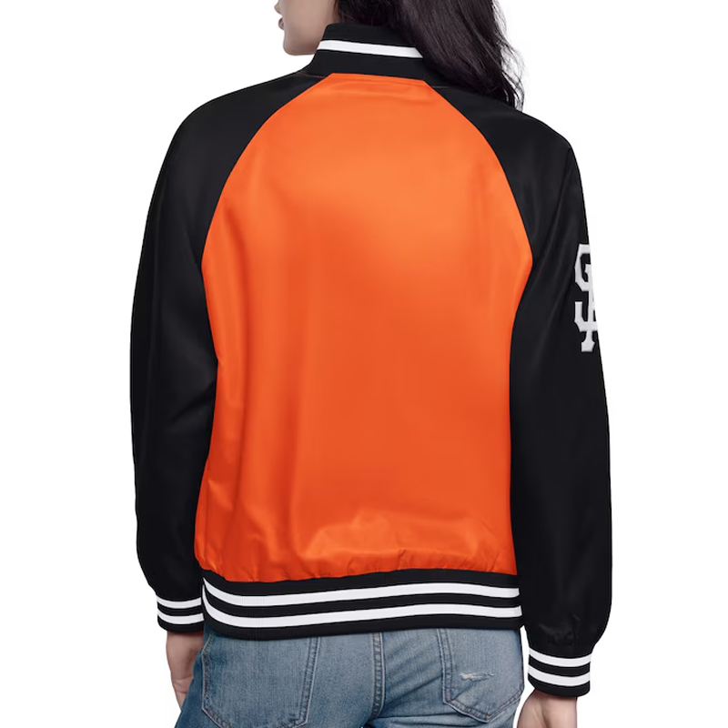 Orange/Black San Francisco Giants Home Run Varsity Satin Jacket - Image 2