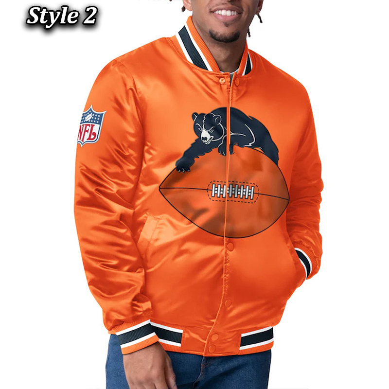 Chicago Bears Closer Navy/Orange Satin Jacket - Image 2