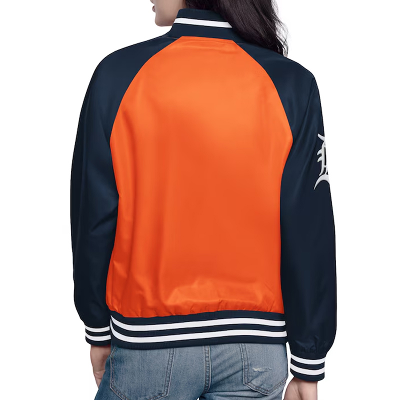 Orange/Navy Detroit Tigers Home Run Varsity Satin Jacket - Image 2