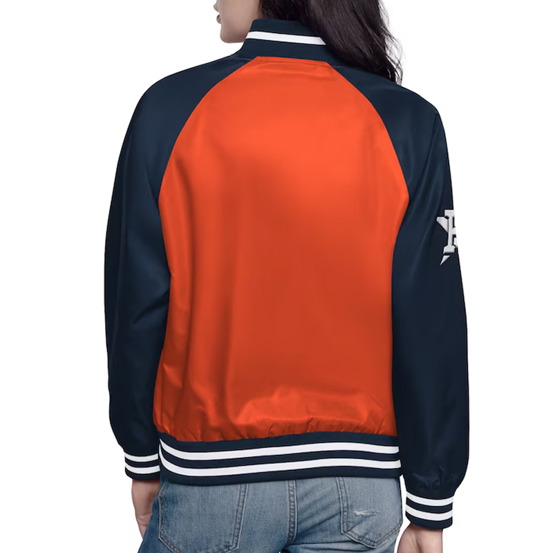 Orange/Navy Houston Astros Home Run Varsity Satin Jacket - Image 2