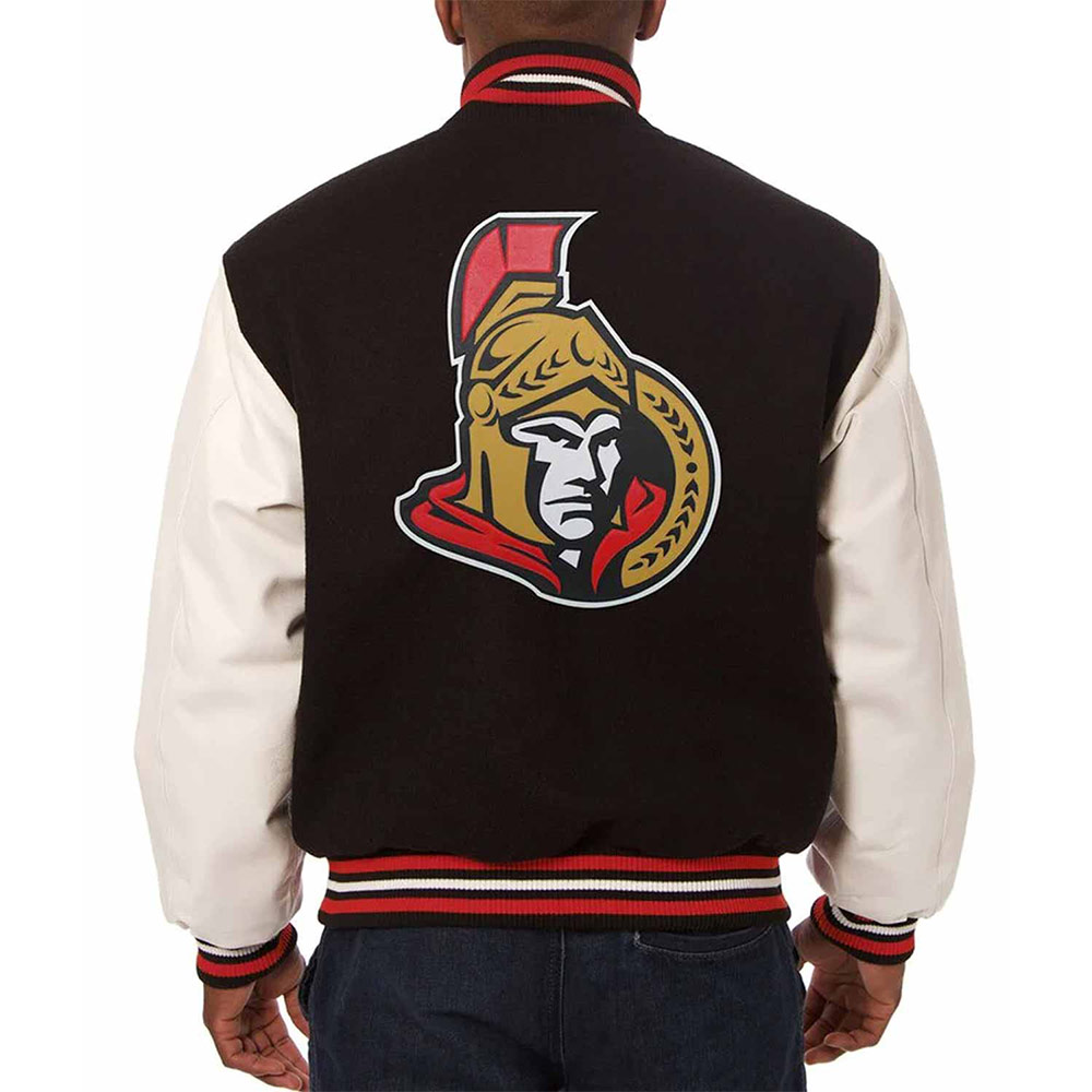 Ottawa Senators Black and White Varsity Full-Snap Jacket - Image 2